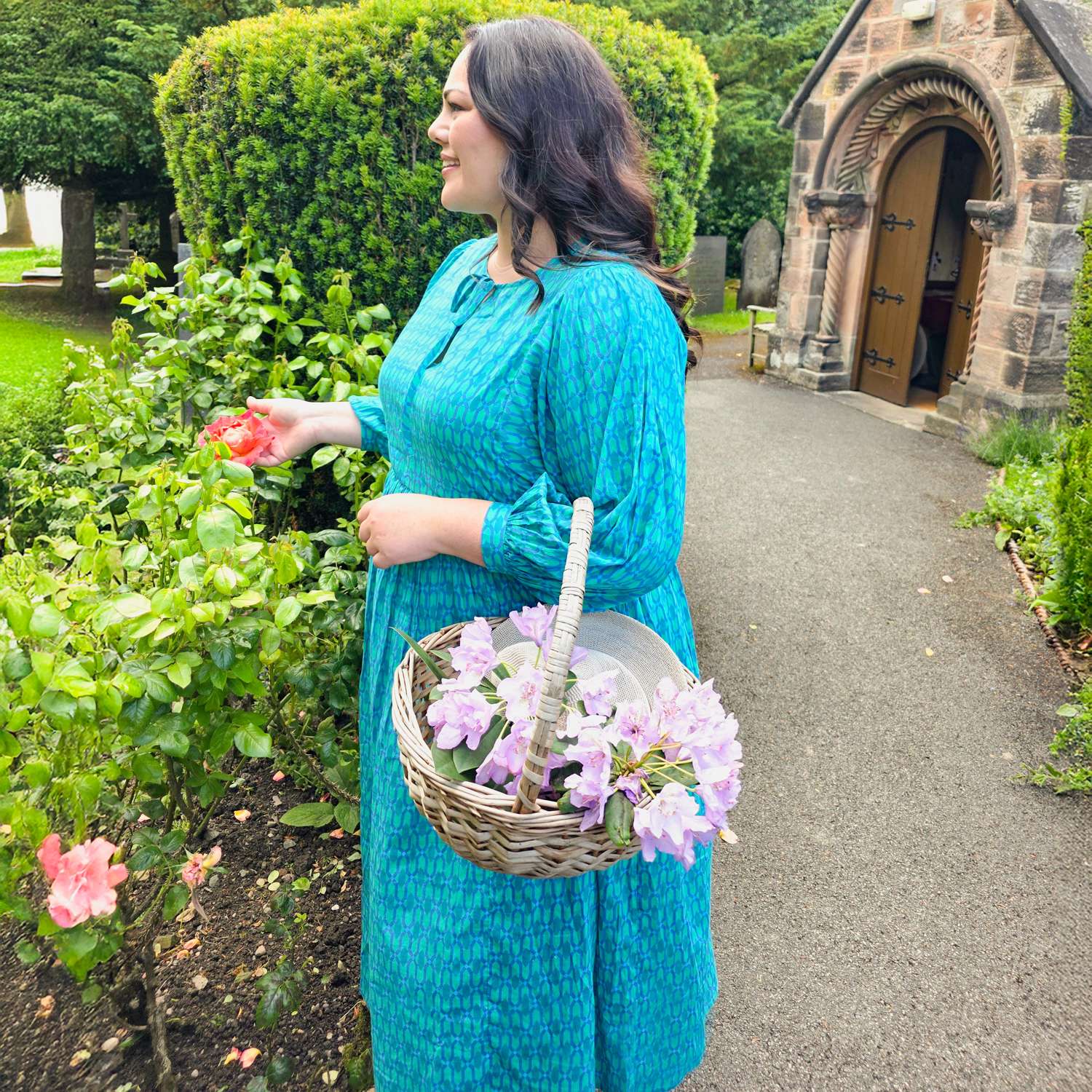 Gabriella Lange Kleid aus Baumwolle – Teal City