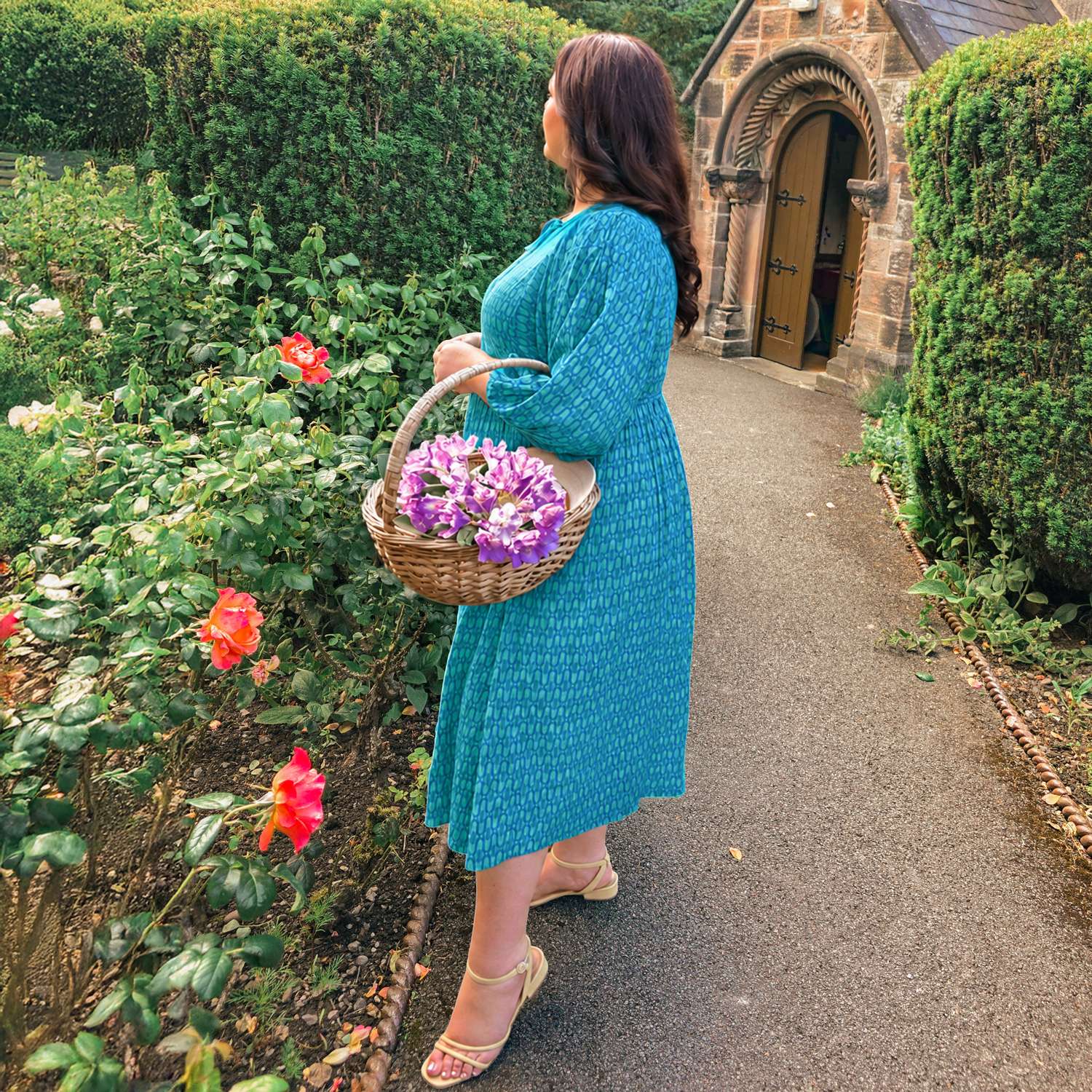 Gabriella Lange Kleid aus Baumwolle – Teal City