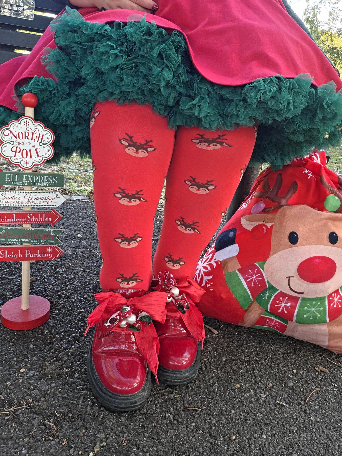 Deer Santa Strumpfhose - Lobster