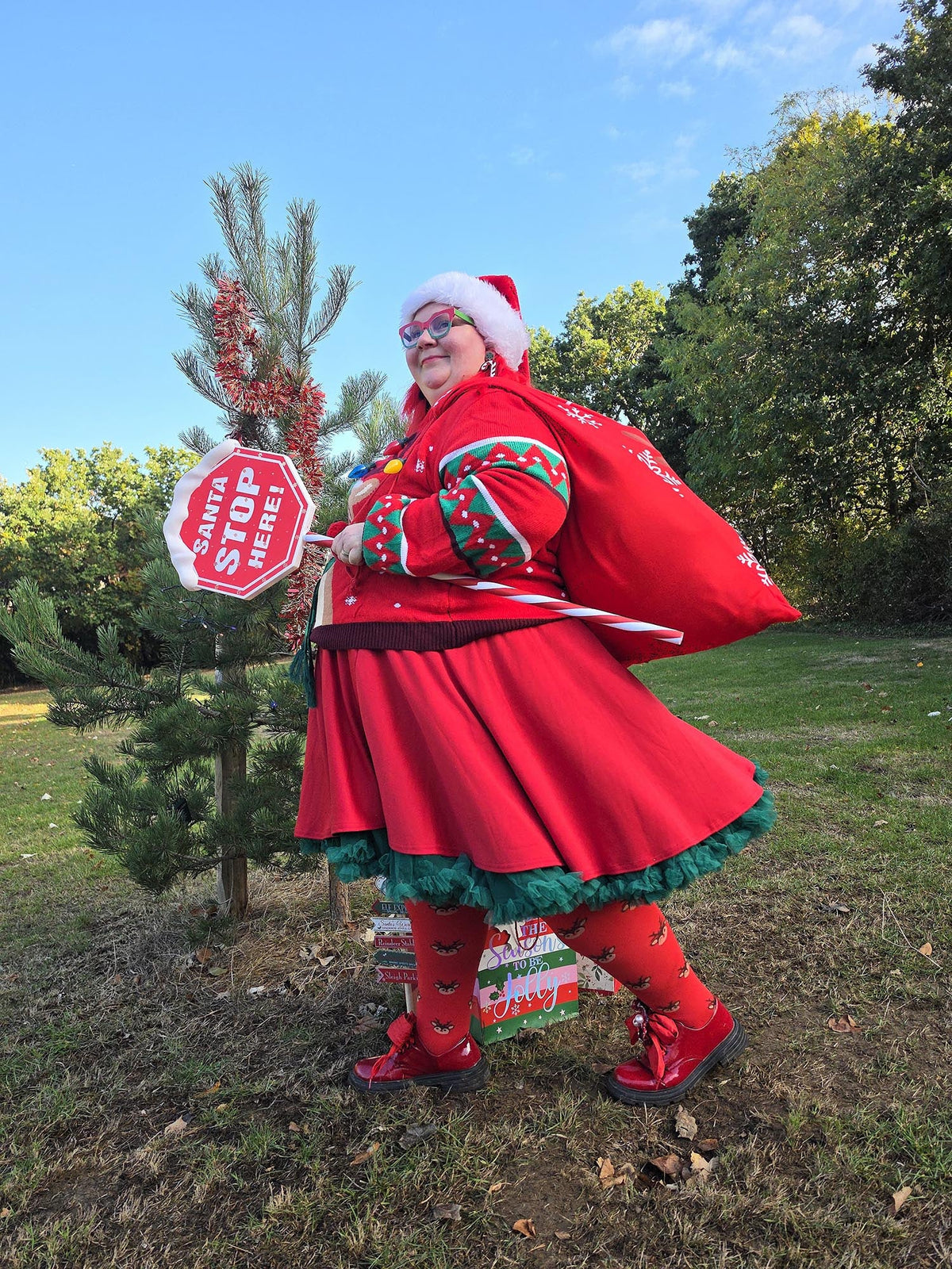 Deer Santa Strumpfhose - Lobster