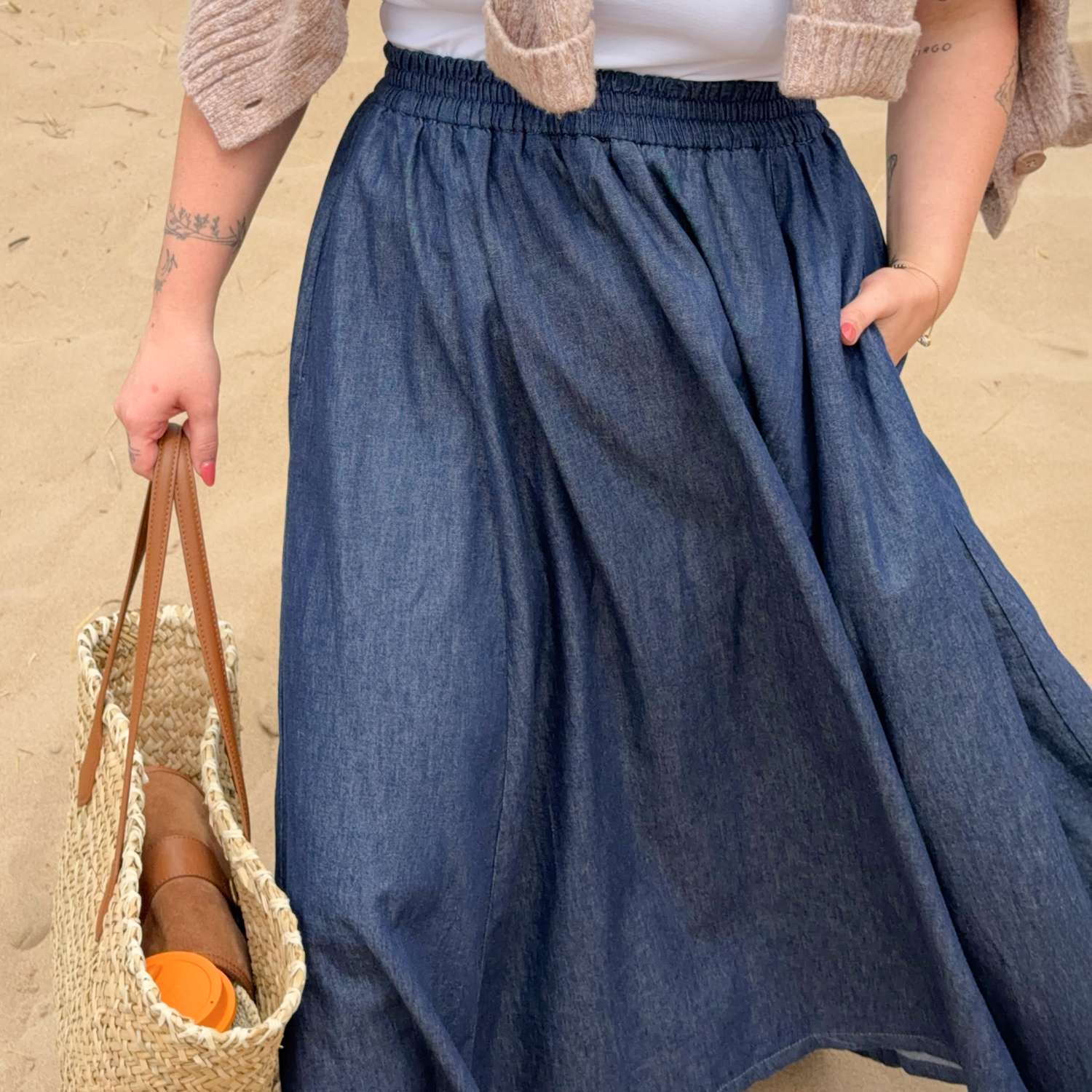 Maxirock aus Chambray – Denim