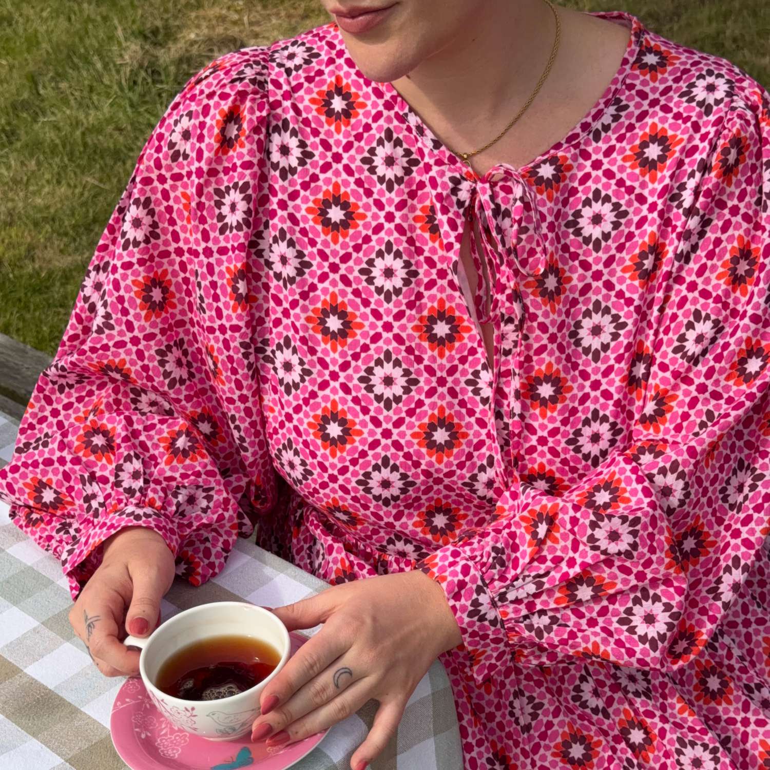 Gabriella Lange Kleid aus Baumwolle – Pink Pearl