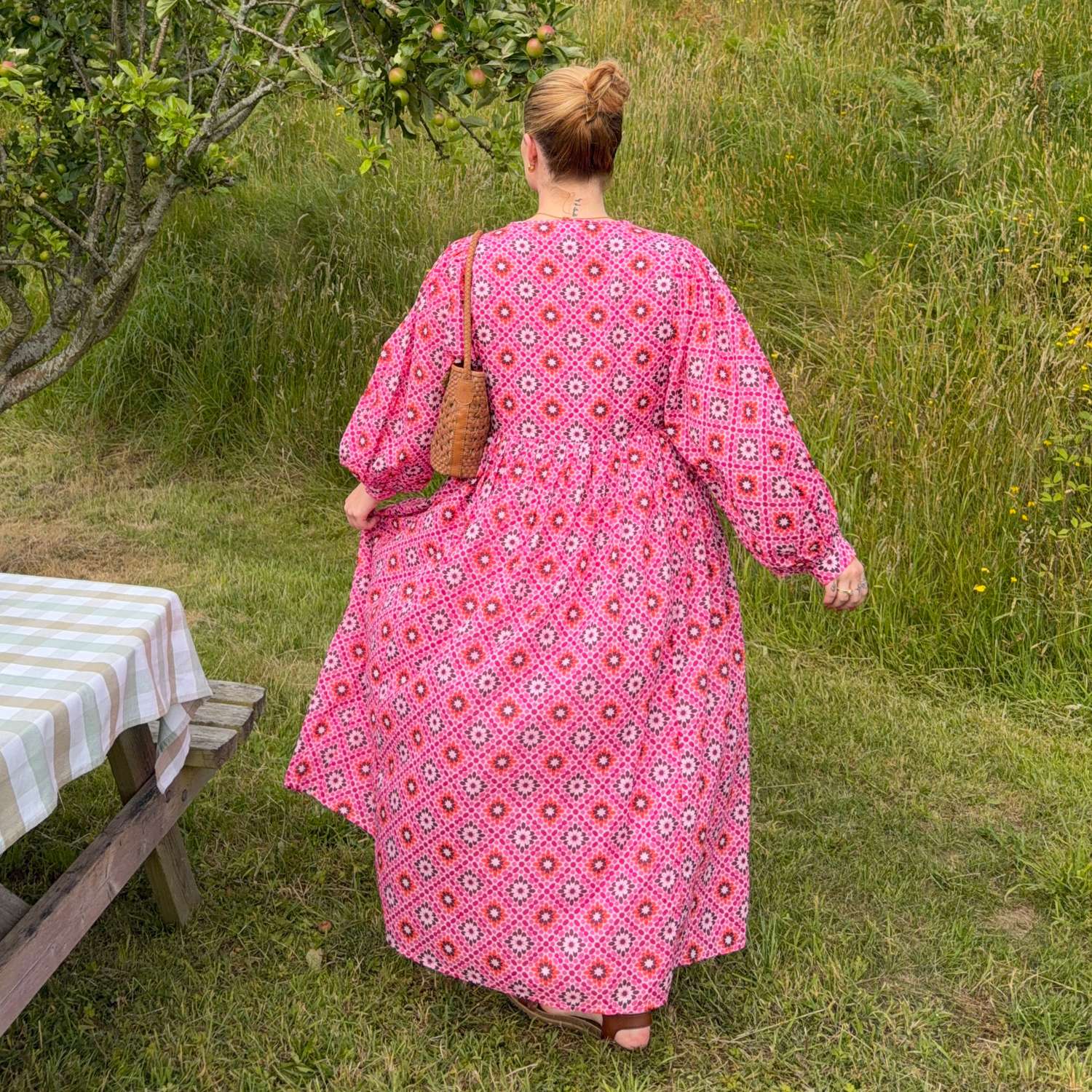 Gabriella Lange Kleid aus Baumwolle – Pink Pearl