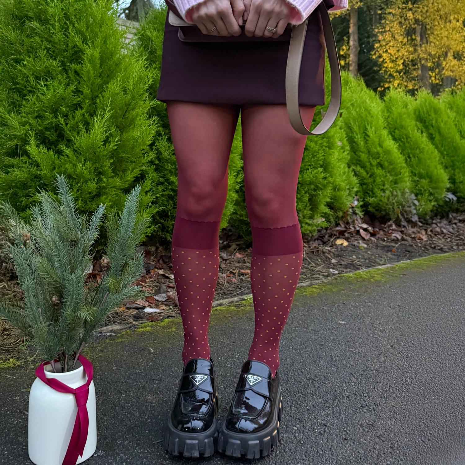 Seoul Chic Strumpfhose in Overknee-Optik - Burgunderrote