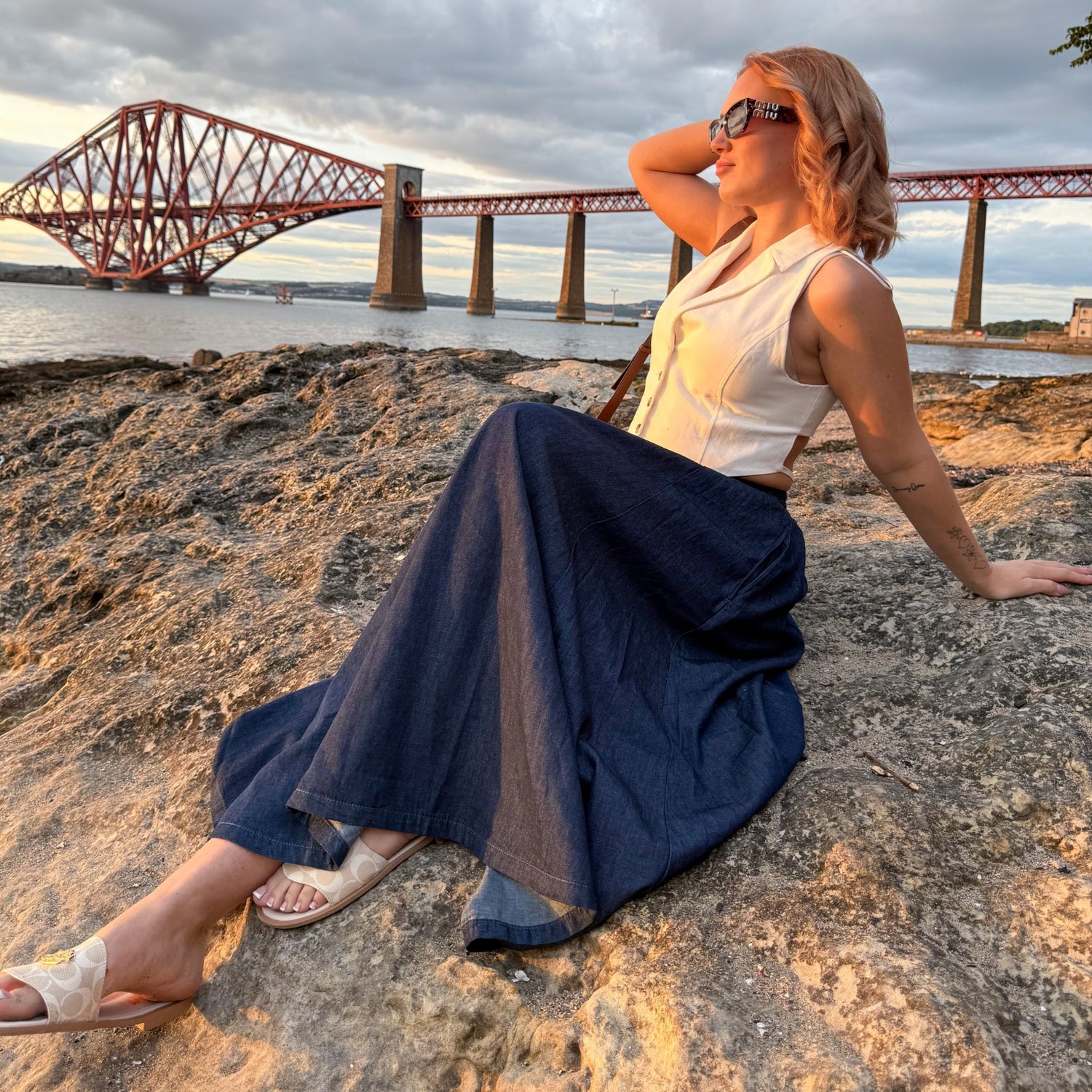 Maxirock aus Chambray – Denim