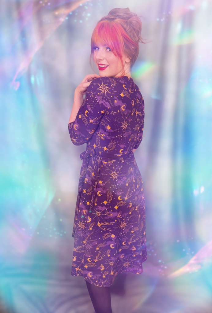 Celestial Wrap Dress - Lila / Gold
