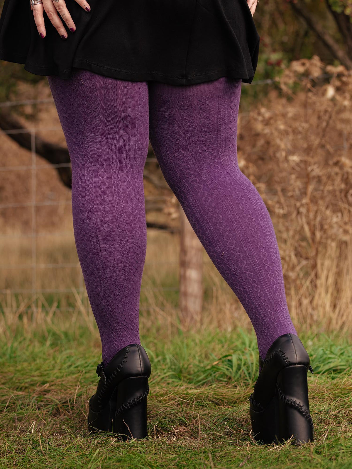 Grannies Zopfstrick Wollstrumpfhosen - Fancy Darkness