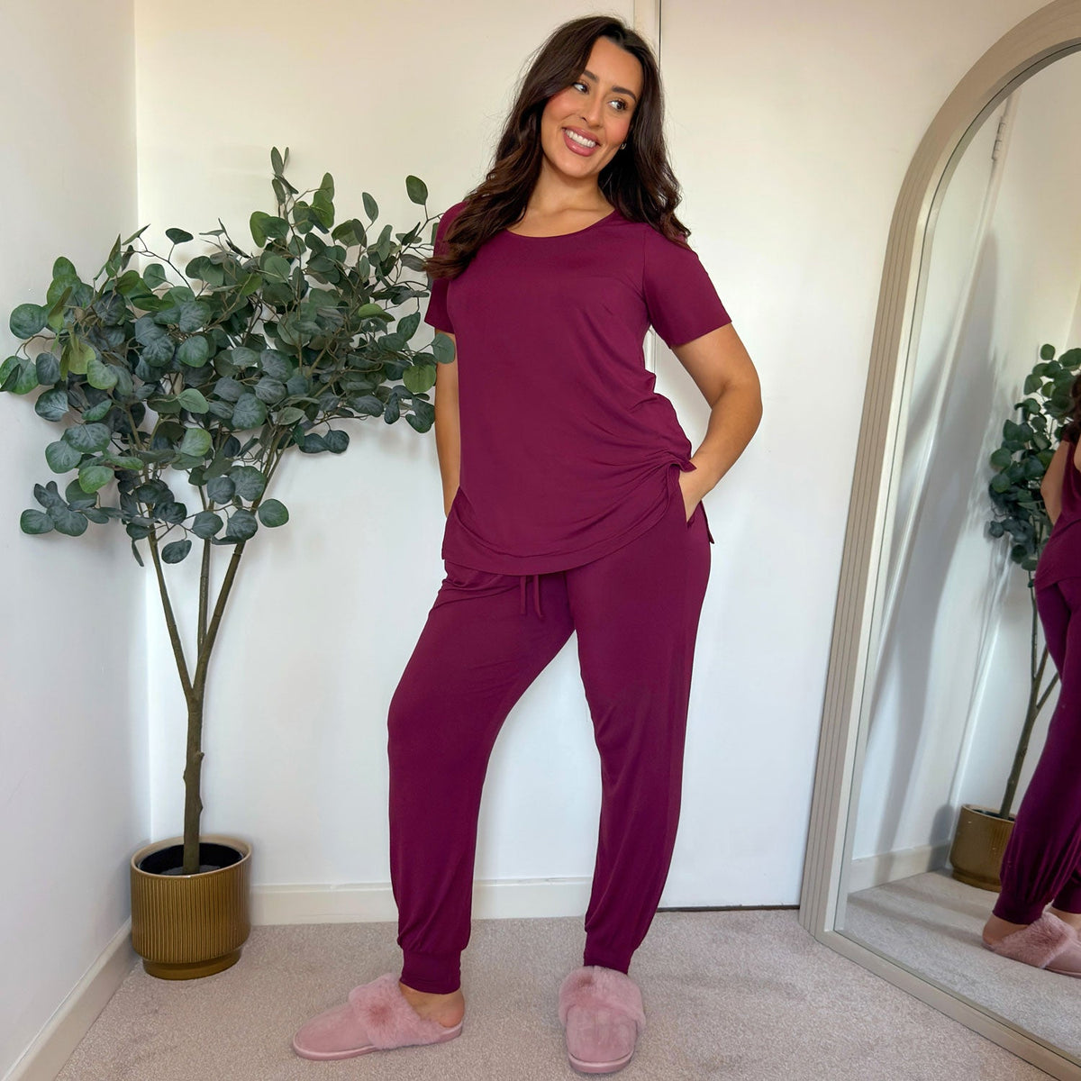 Bambus Lounge-Joggers - Cherry