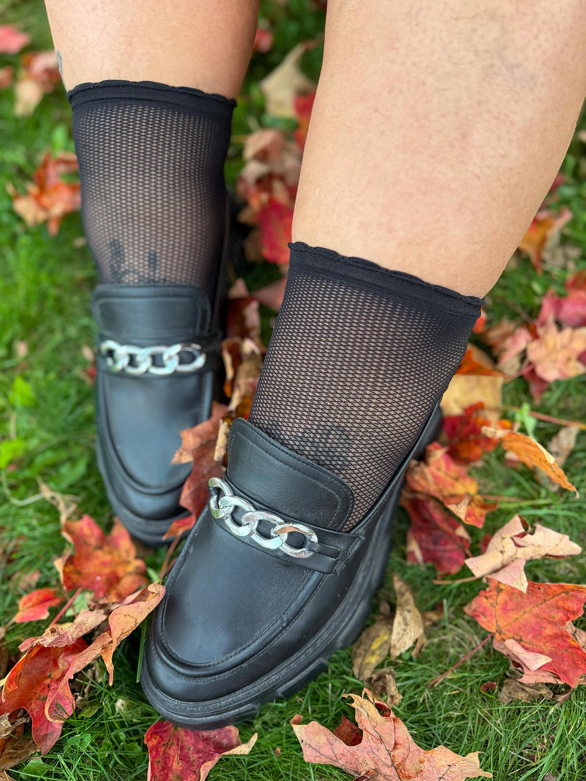 Netz-Knöchelsocken - Schwarz