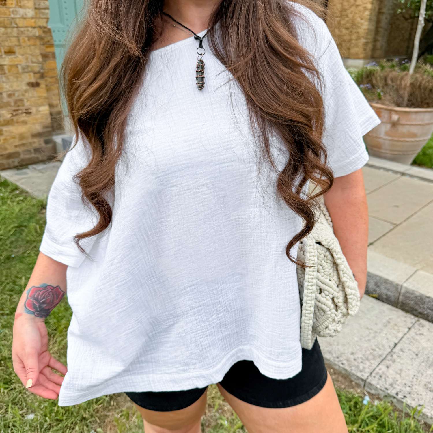 Ida T-Shirt aus Baumwoll-Musselin – Weiß