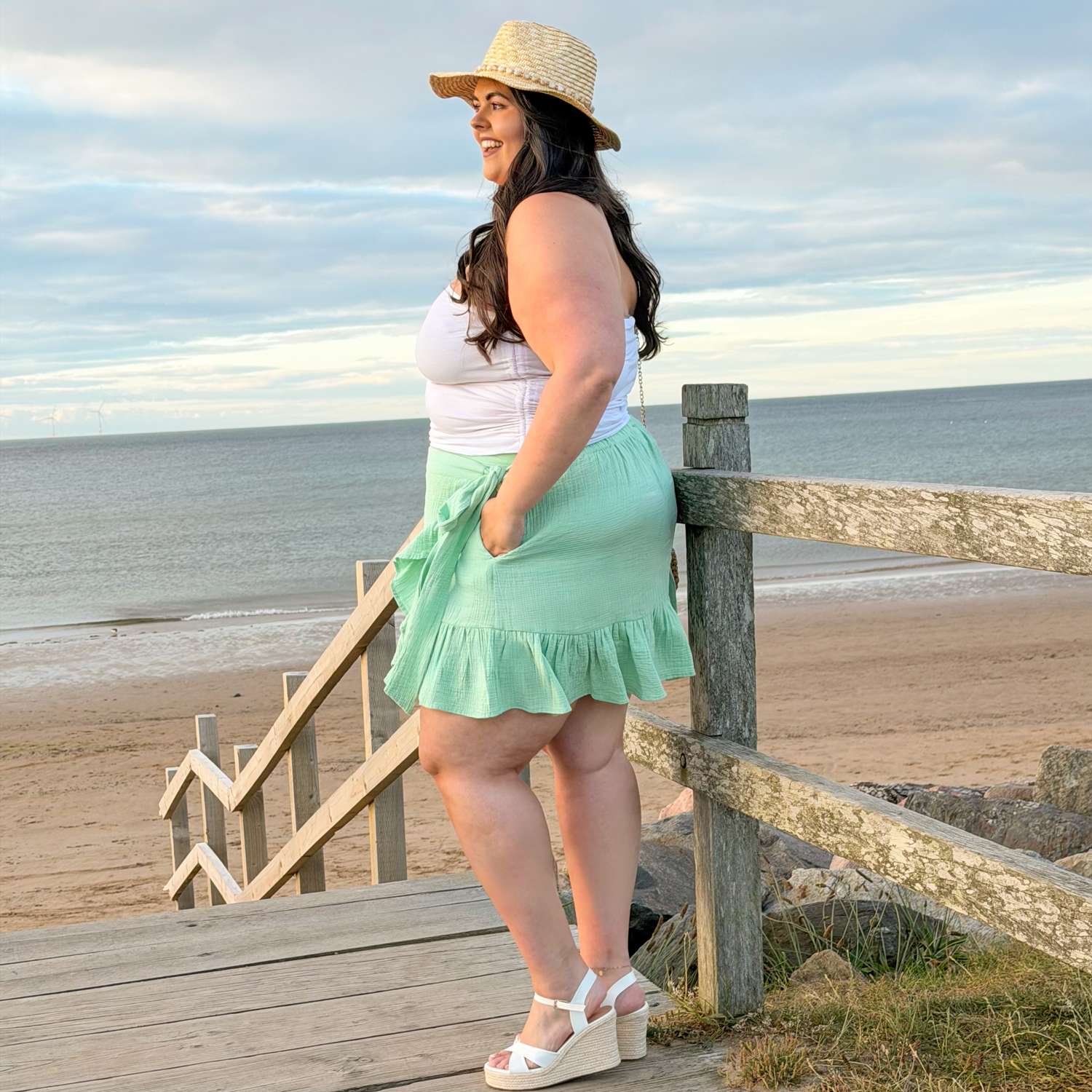Mary Rock aus Baumwoll-Musselin – Pistachio