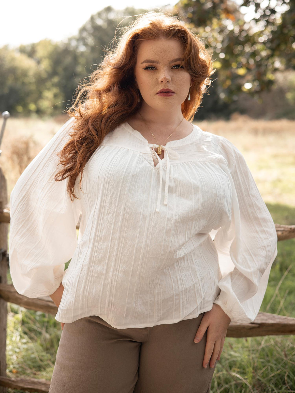 Iona Strukturierte Webbluse - Cream