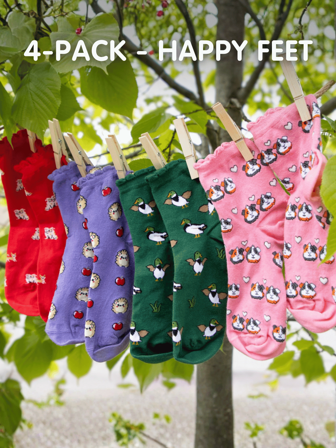 Ultimative Bambus-Knöchelsocken - Happy Feet 4er-Pack