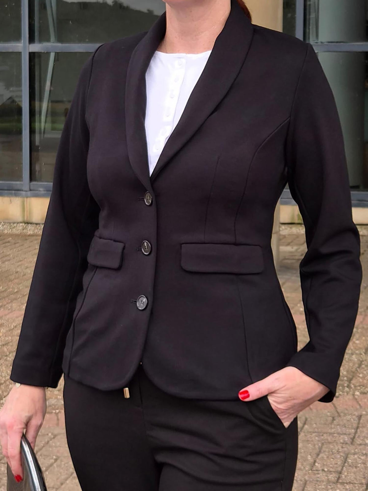 Geschneiderter Ponte-Roma-Blazer - Schwarz