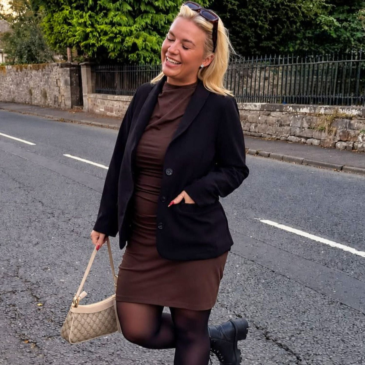 Geschneiderter Ponte-Roma-Blazer - Schwarz