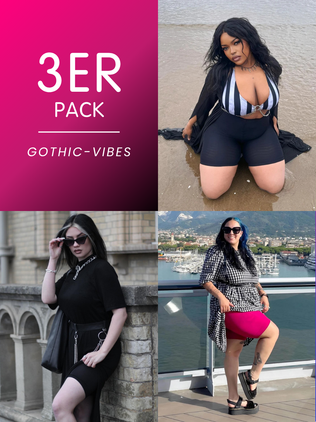 3er-Pack Gothic Vibes Bundle – Stay Cool Chub Rub Shorts
