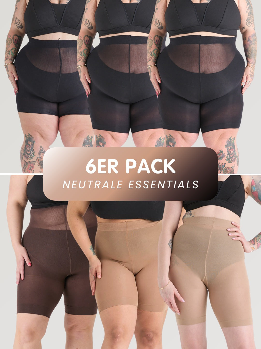 6er-Pack Neutrale Essentials Bundle – Stay Cool Chub Rub Shorts