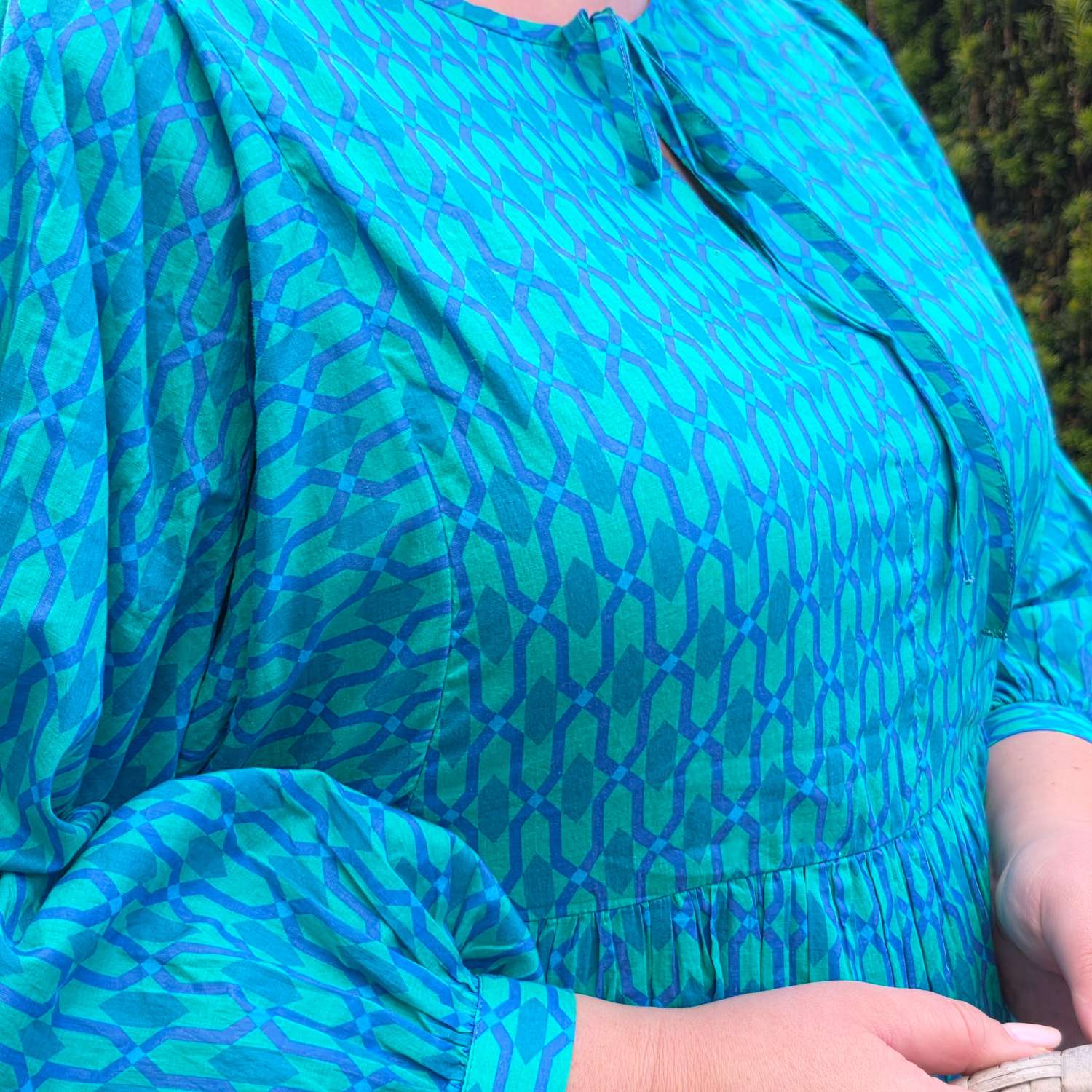 Gabriella Lange Kleid aus Baumwolle – Teal City