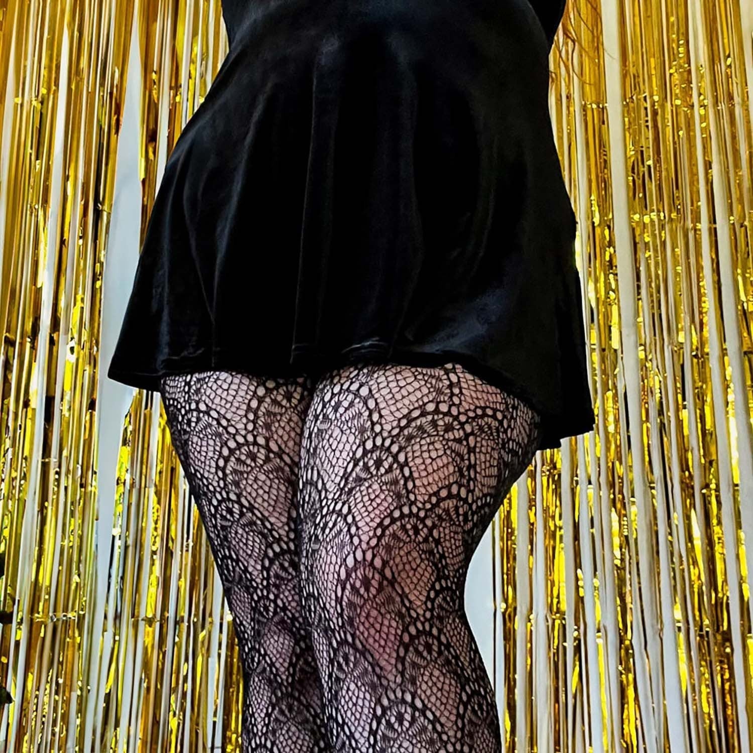 Netzstrumpfhose - Drop The Ball - Schwarz