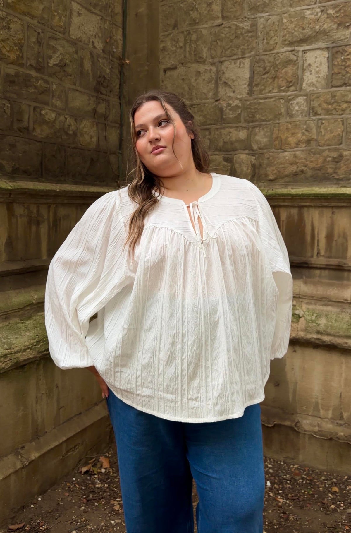 Iona Strukturierte Webbluse - Cream