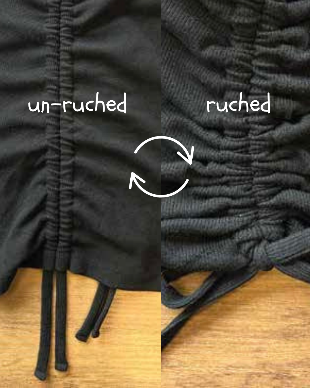 Gerafftes Ripp-Top – Schwarz