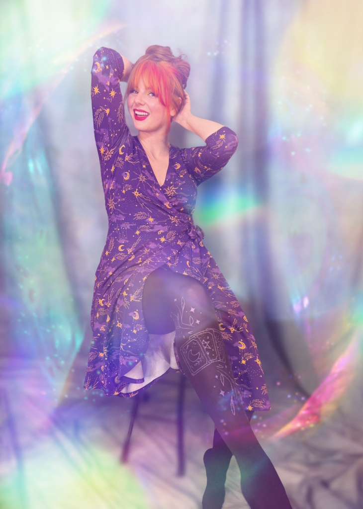 Celestial Wrap Dress - Lila / Gold