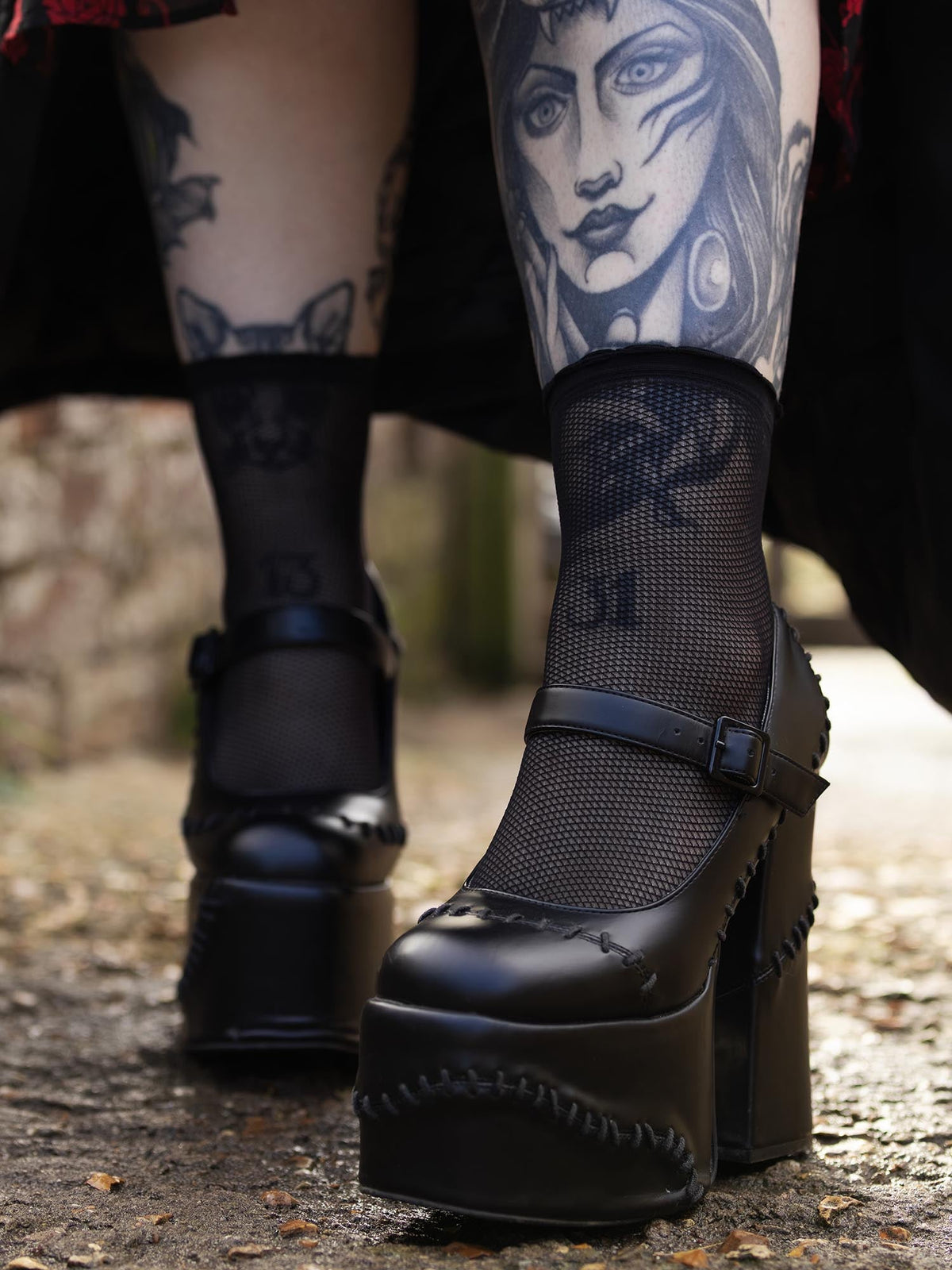 Netz-Knöchelsocken - Schwarz
