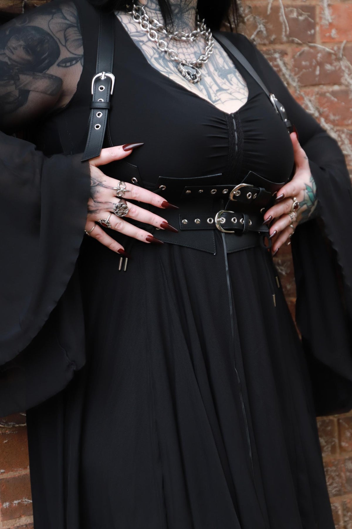 Spitzen-Underbust-Harness – Schwarz