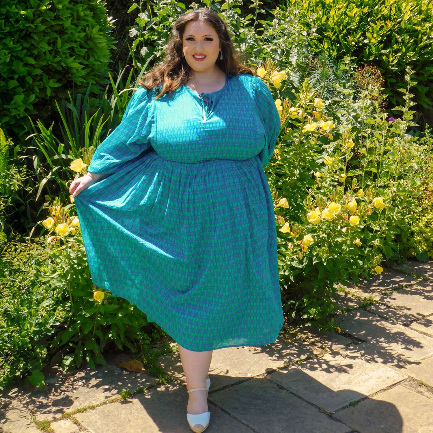 Gabriella Lange Kleid aus Baumwolle – Teal City