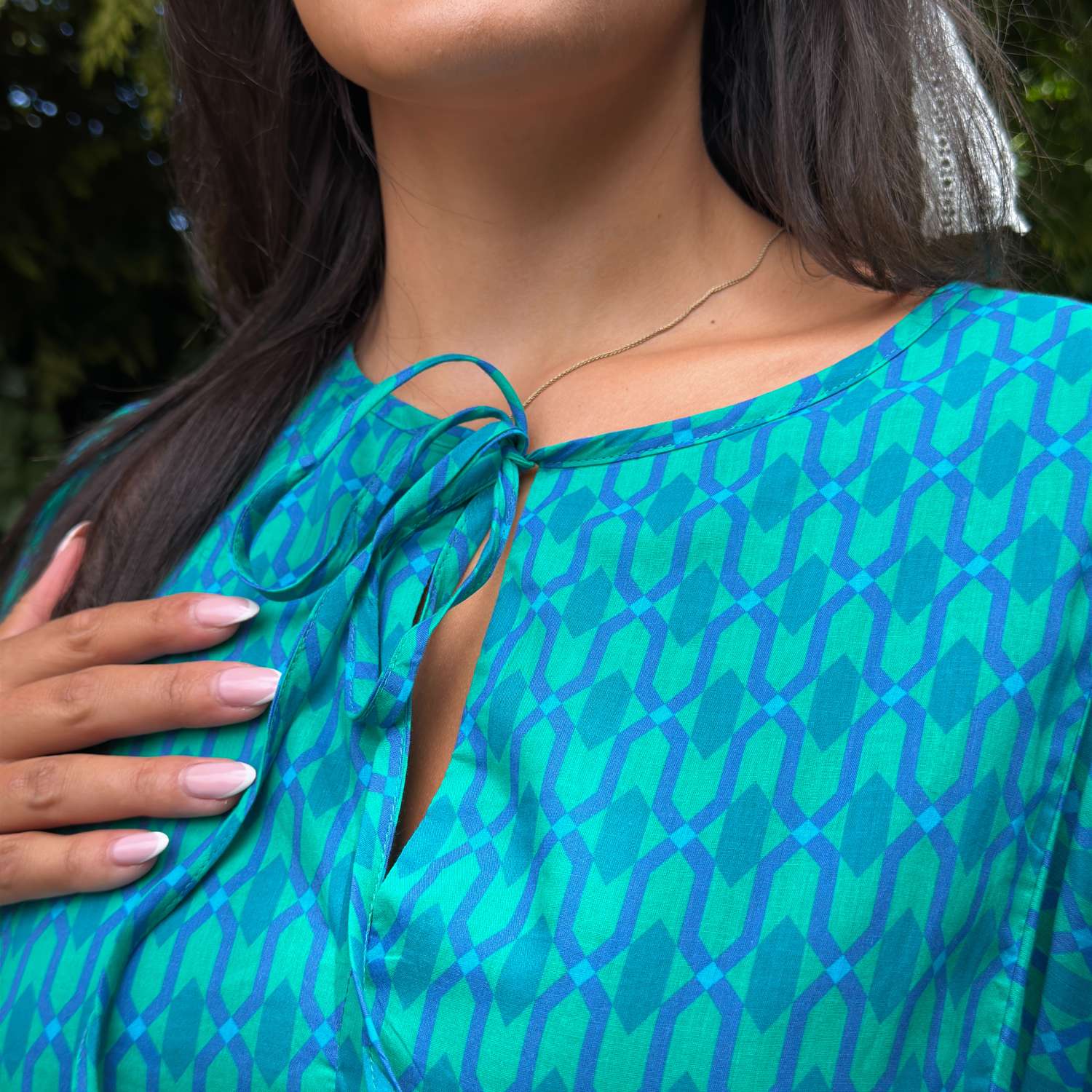 Gabriella Lange Kleid aus Baumwolle – Teal City