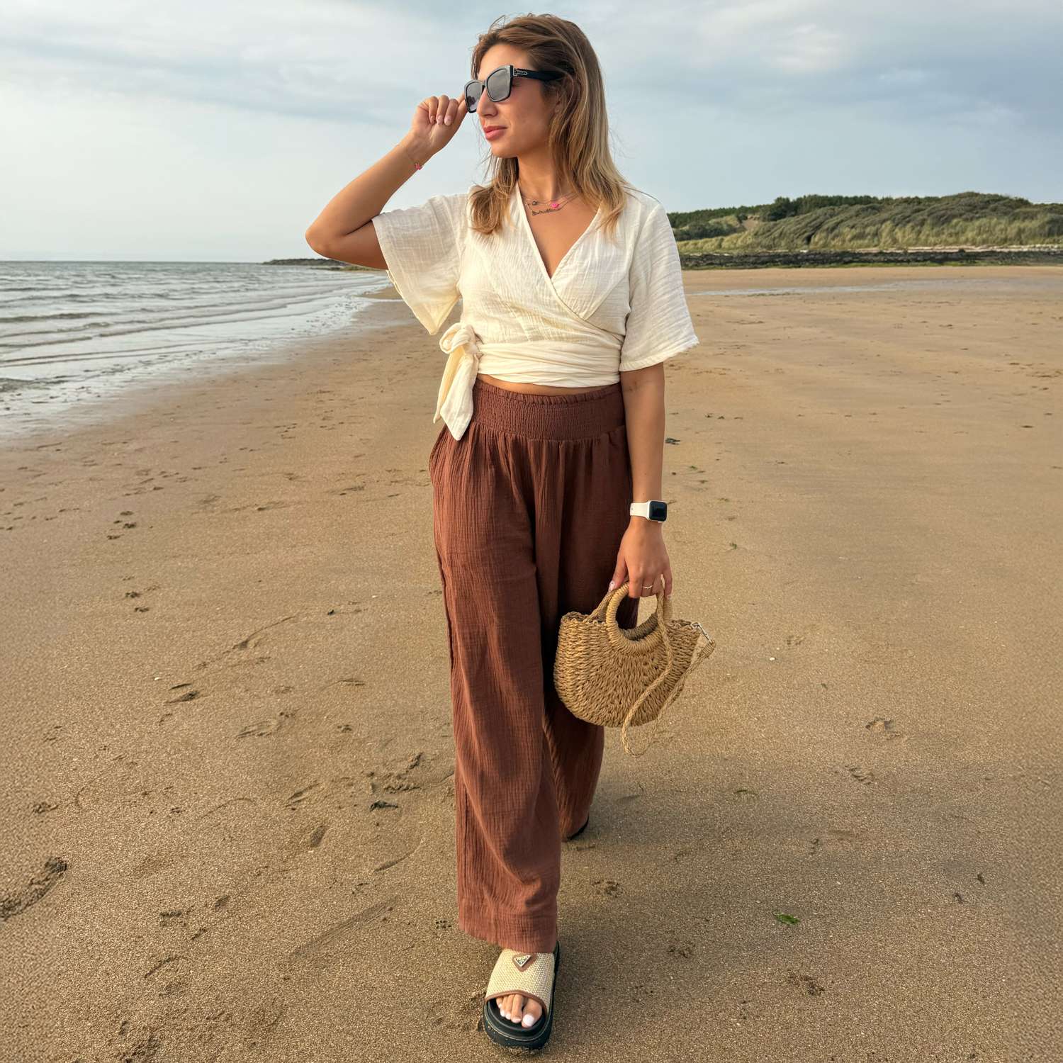 Sonia Wickeloberteil aus Baumwoll-Musselin – Creme