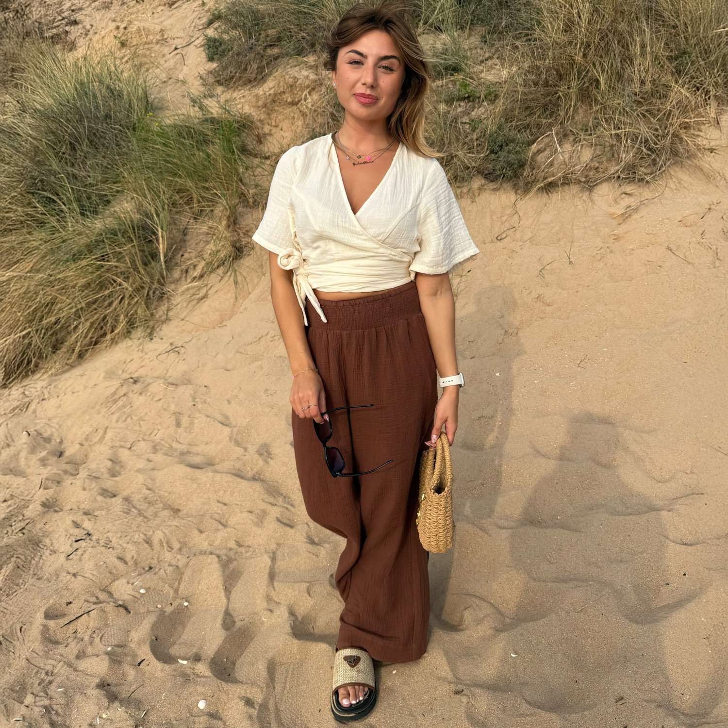 Sonia Wickeloberteil aus Baumwoll-Musselin – Creme