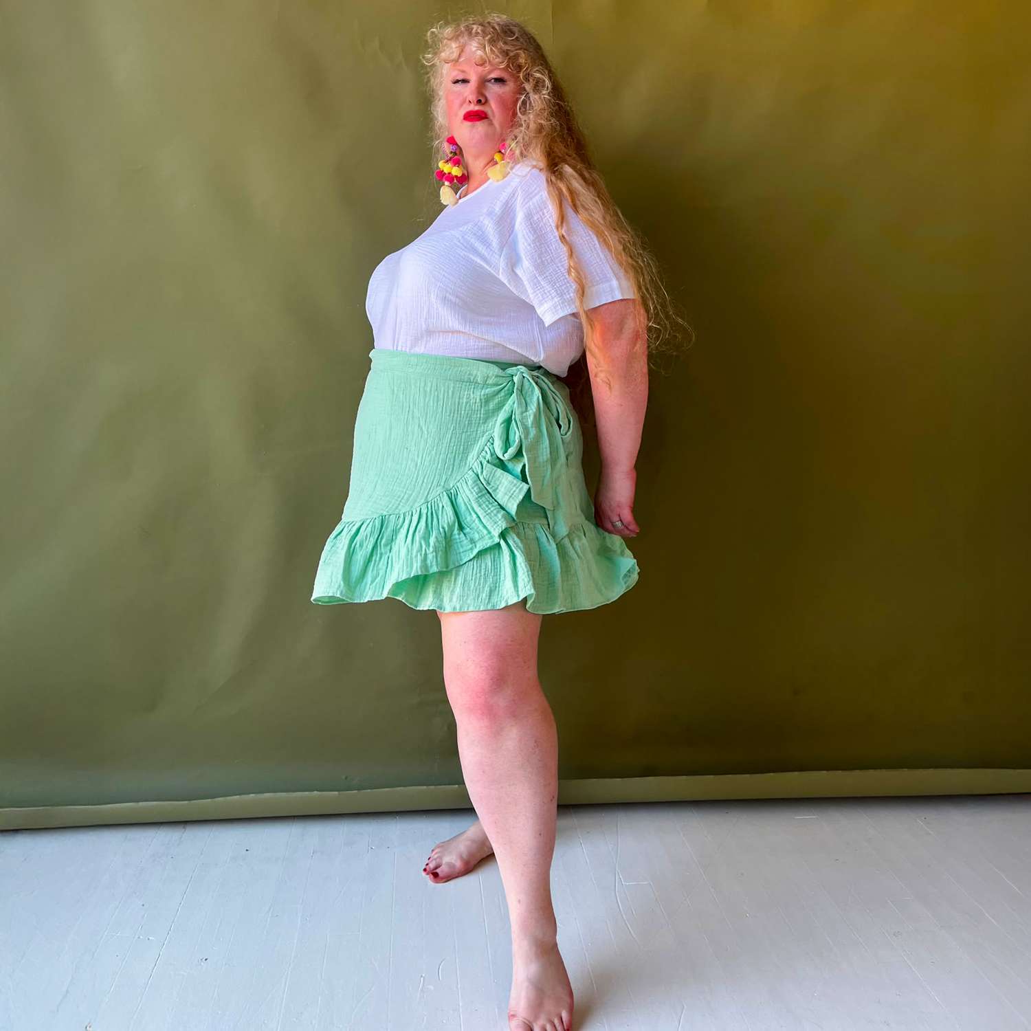 Mary Rock aus Baumwoll-Musselin – Pistachio