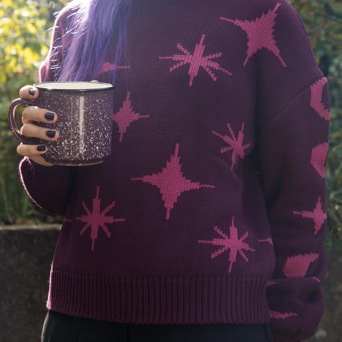 Chunky Strickpullover – Stars – Pink/Lila