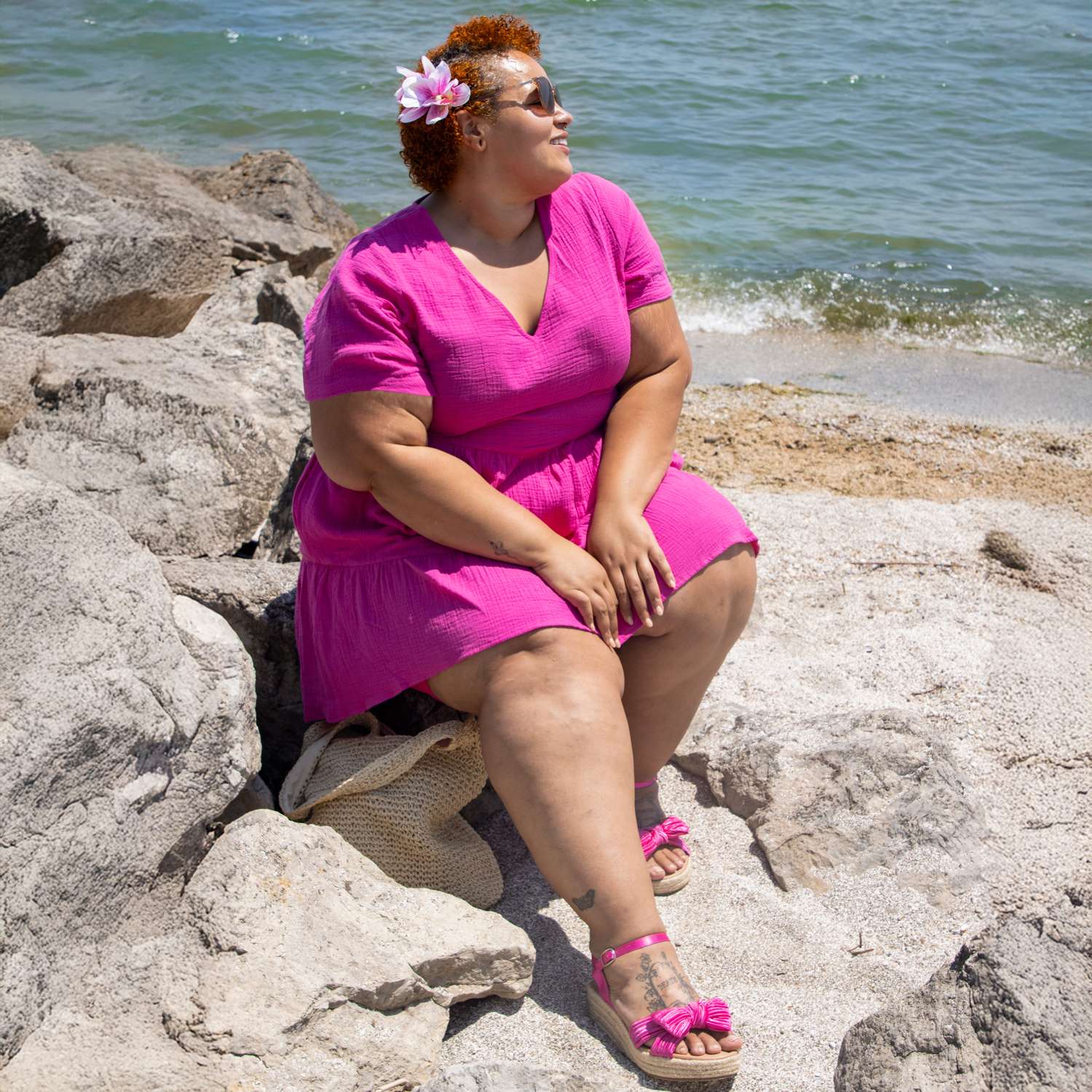 Amrita Kurze Kleid aus Baumwoll-Musselin – Peony