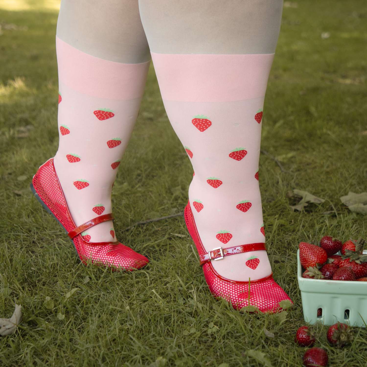 Erdbeer Mock Sock Strumpfhose – Pink