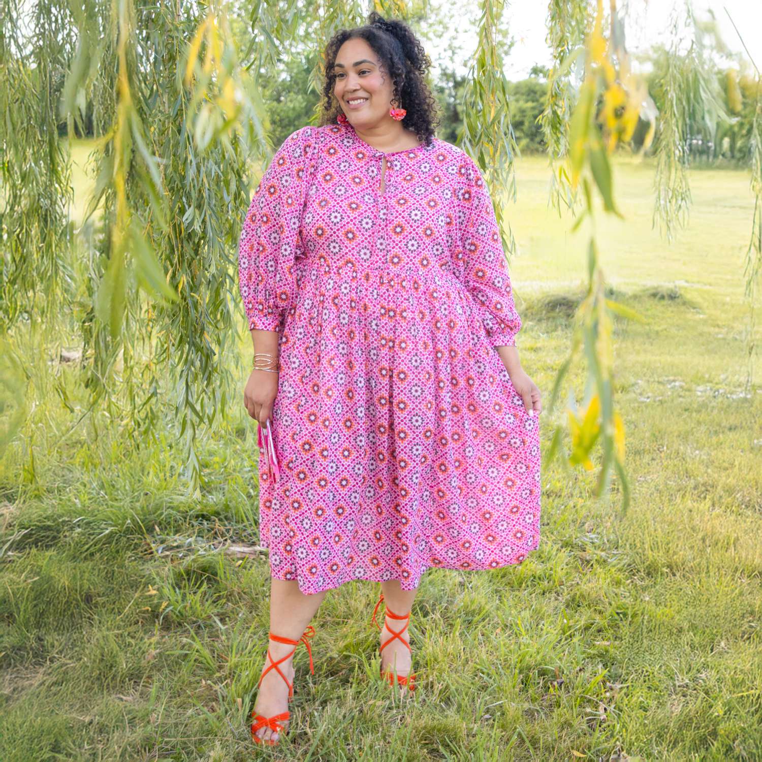 Gabriella Lange Kleid aus Baumwolle – Pink Pearl