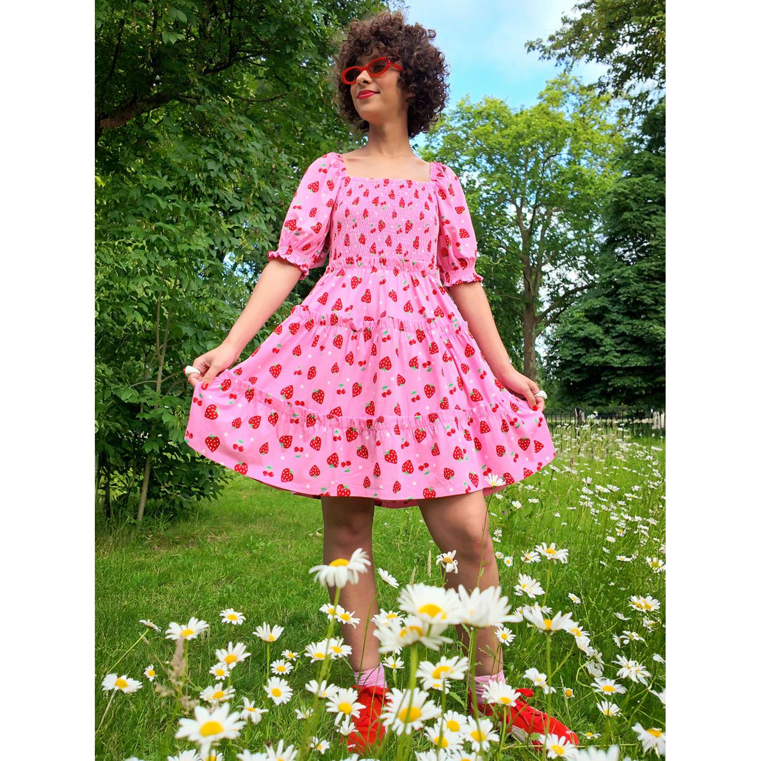 Erdbeer Jersey Minikleid
