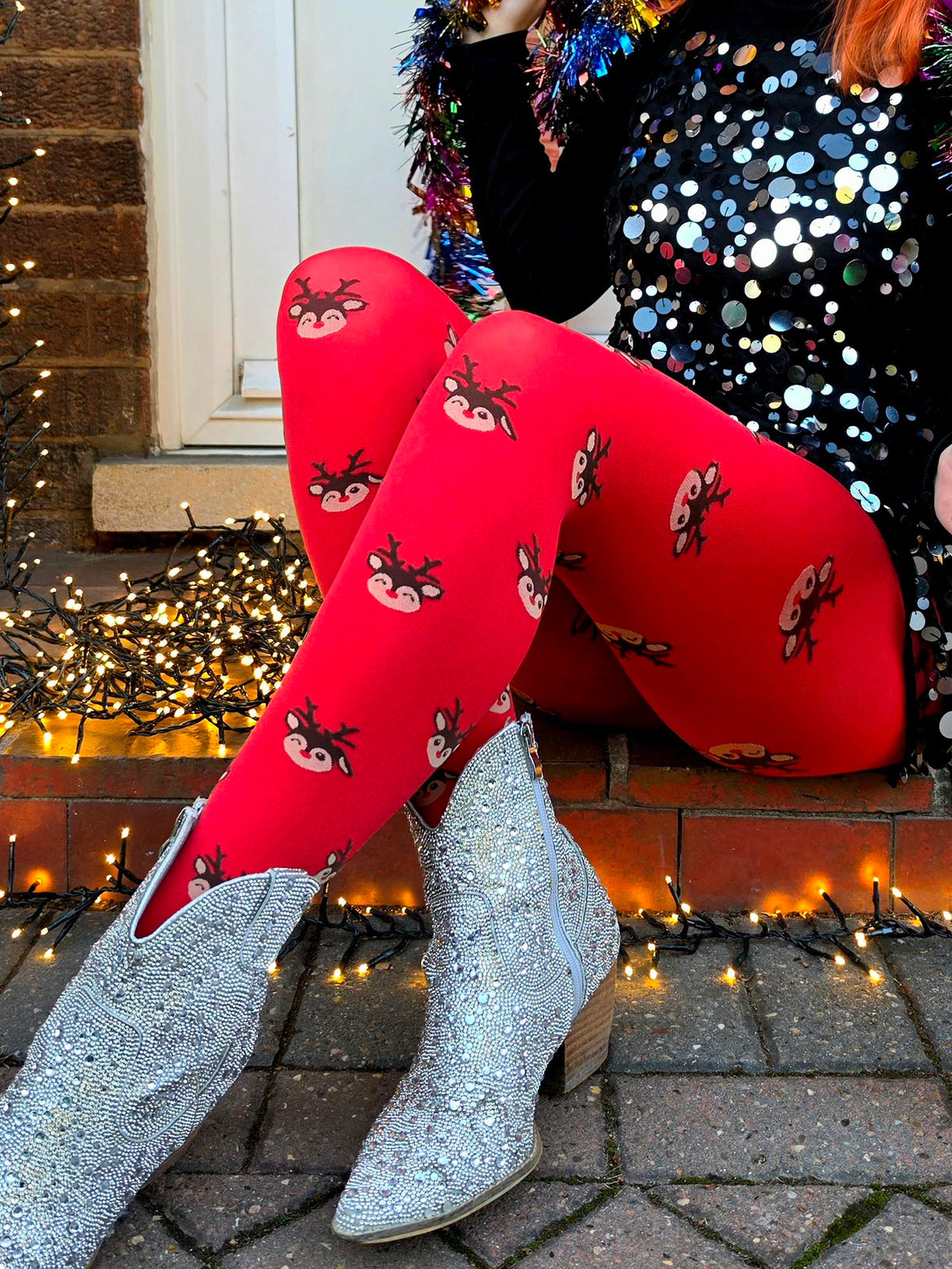 Deer Santa Strumpfhose - Lobster