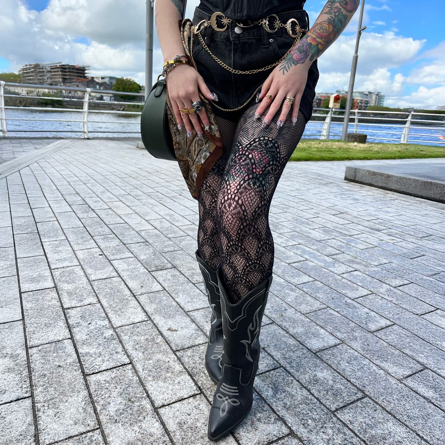 Netzstrumpfhose - Drop The Ball - Schwarz