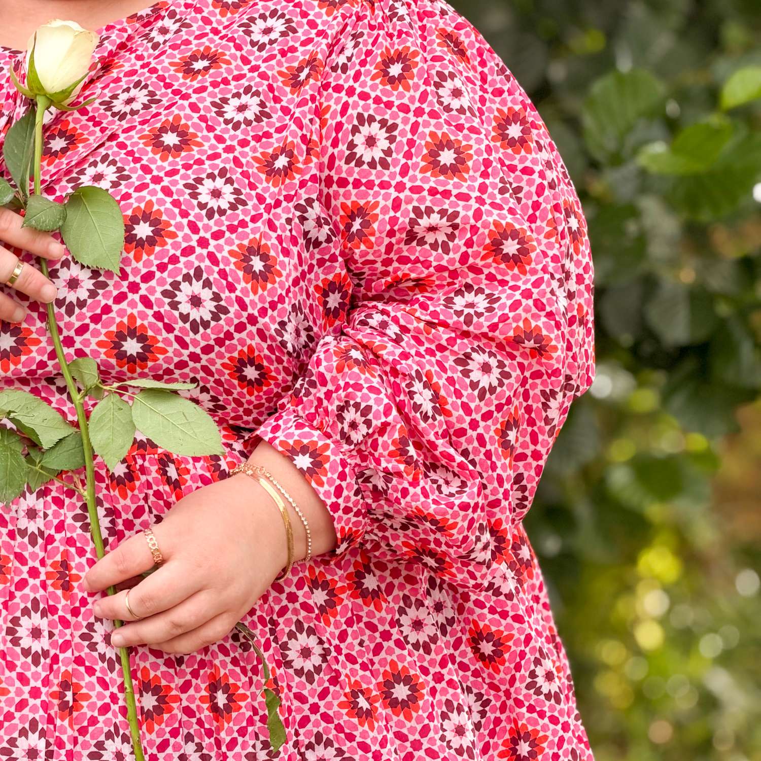 Gabriella Lange Kleid aus Baumwolle – Pink Pearl