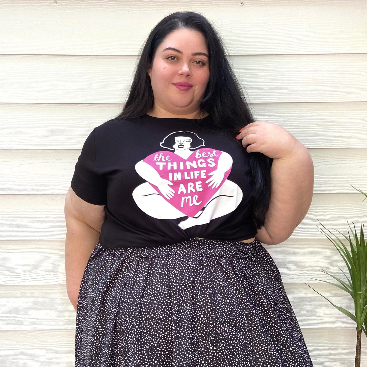 Black Viscose T-shirt featuring the slogan 