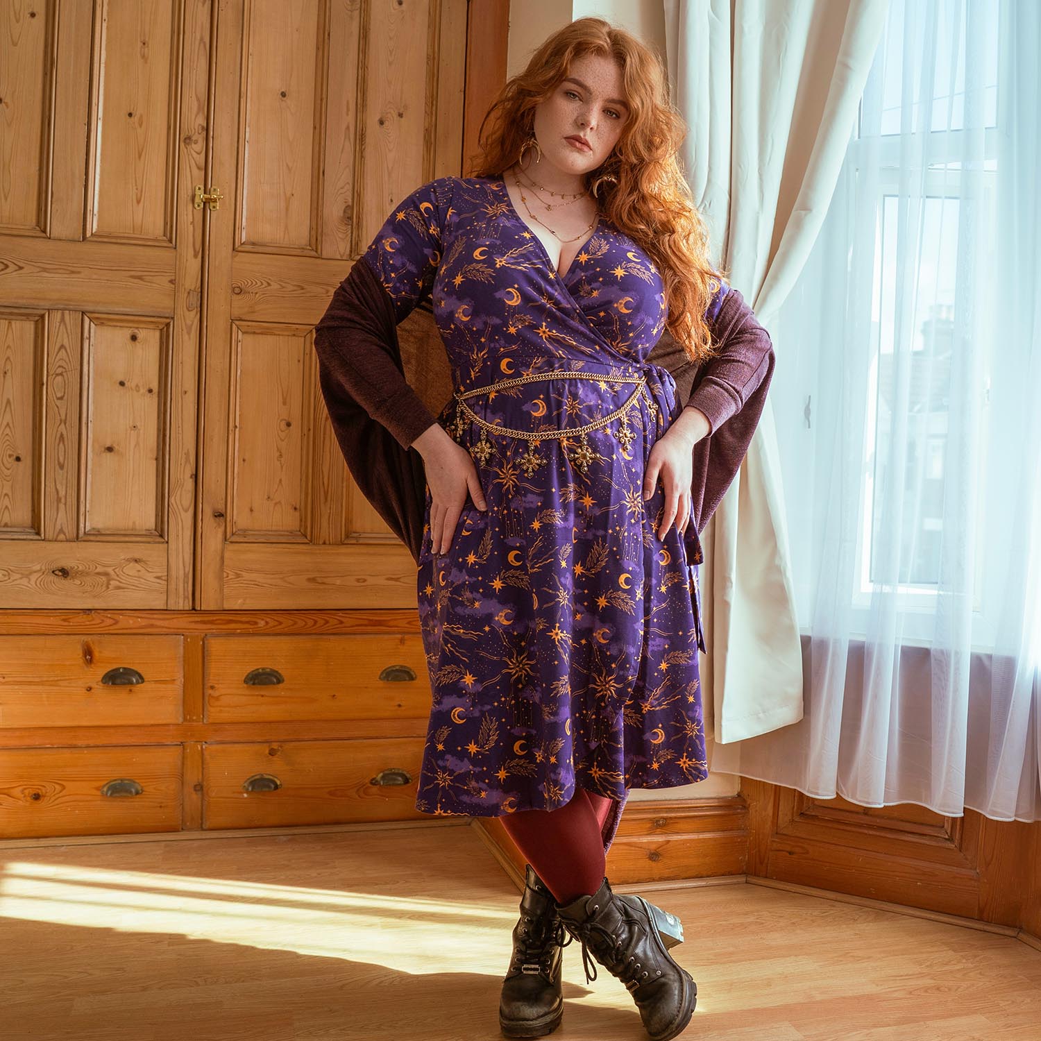 Celestial Wrap Dress - Lila / Gold