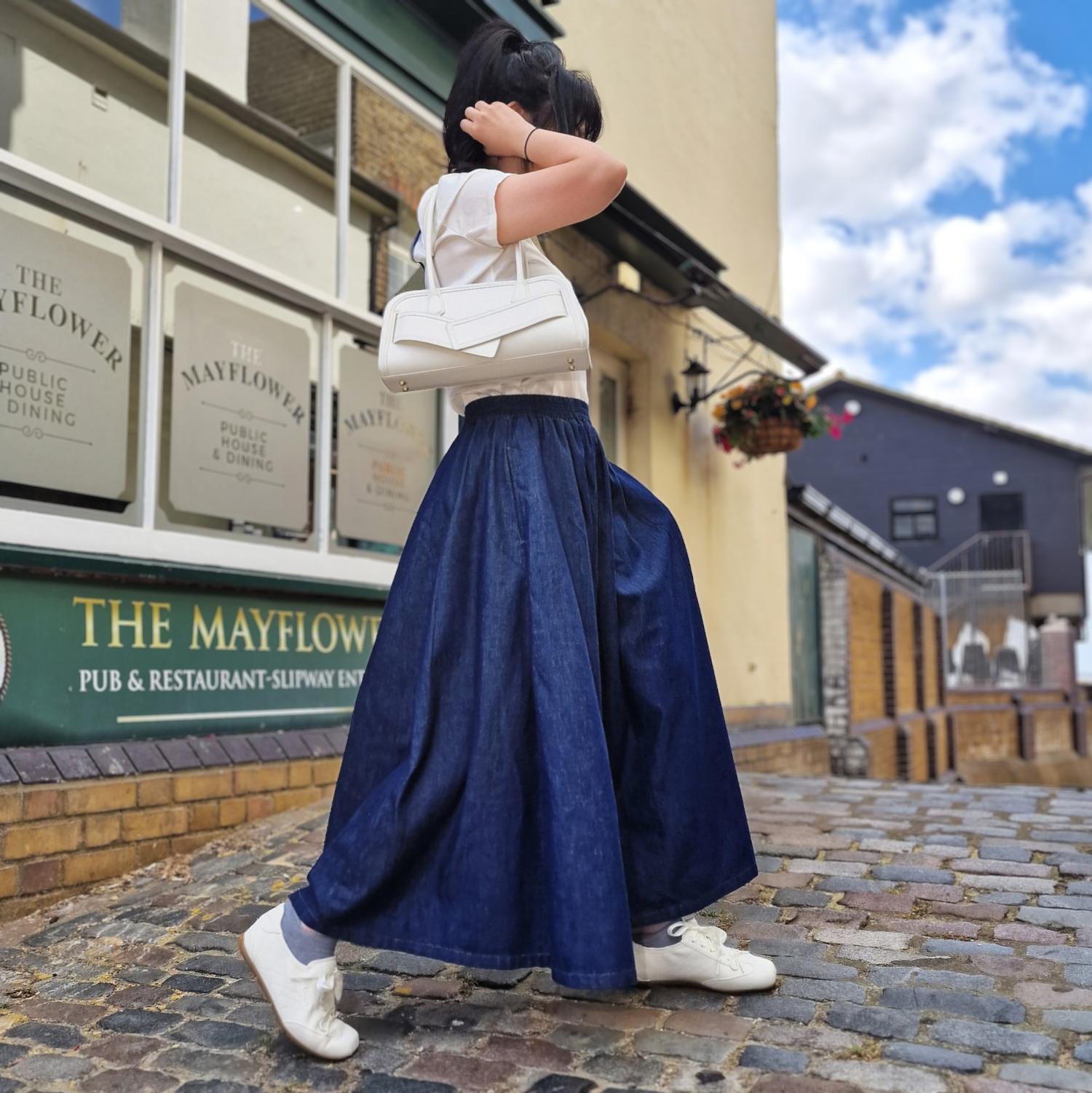 Maxirock aus Chambray – Denim