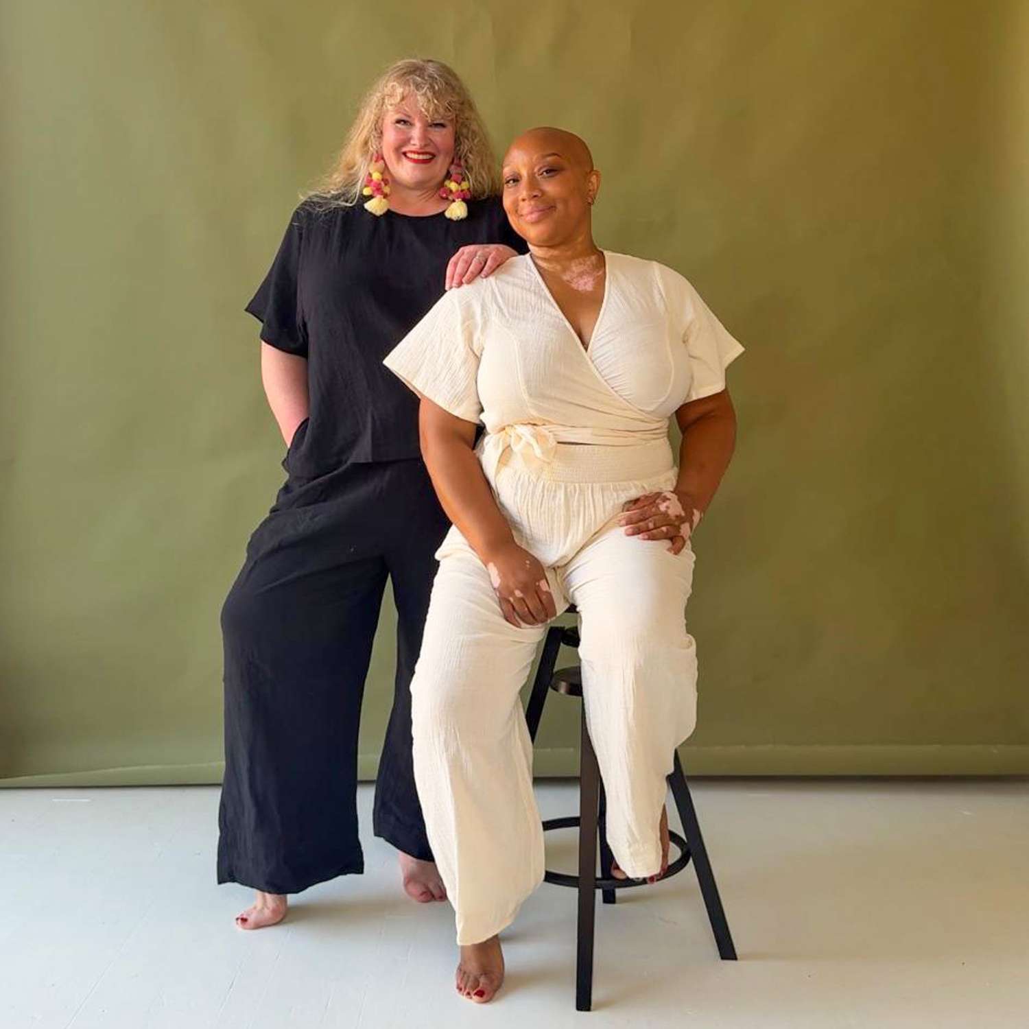 Noor Weite Hose aus Baumwoll-Musselin – Creme