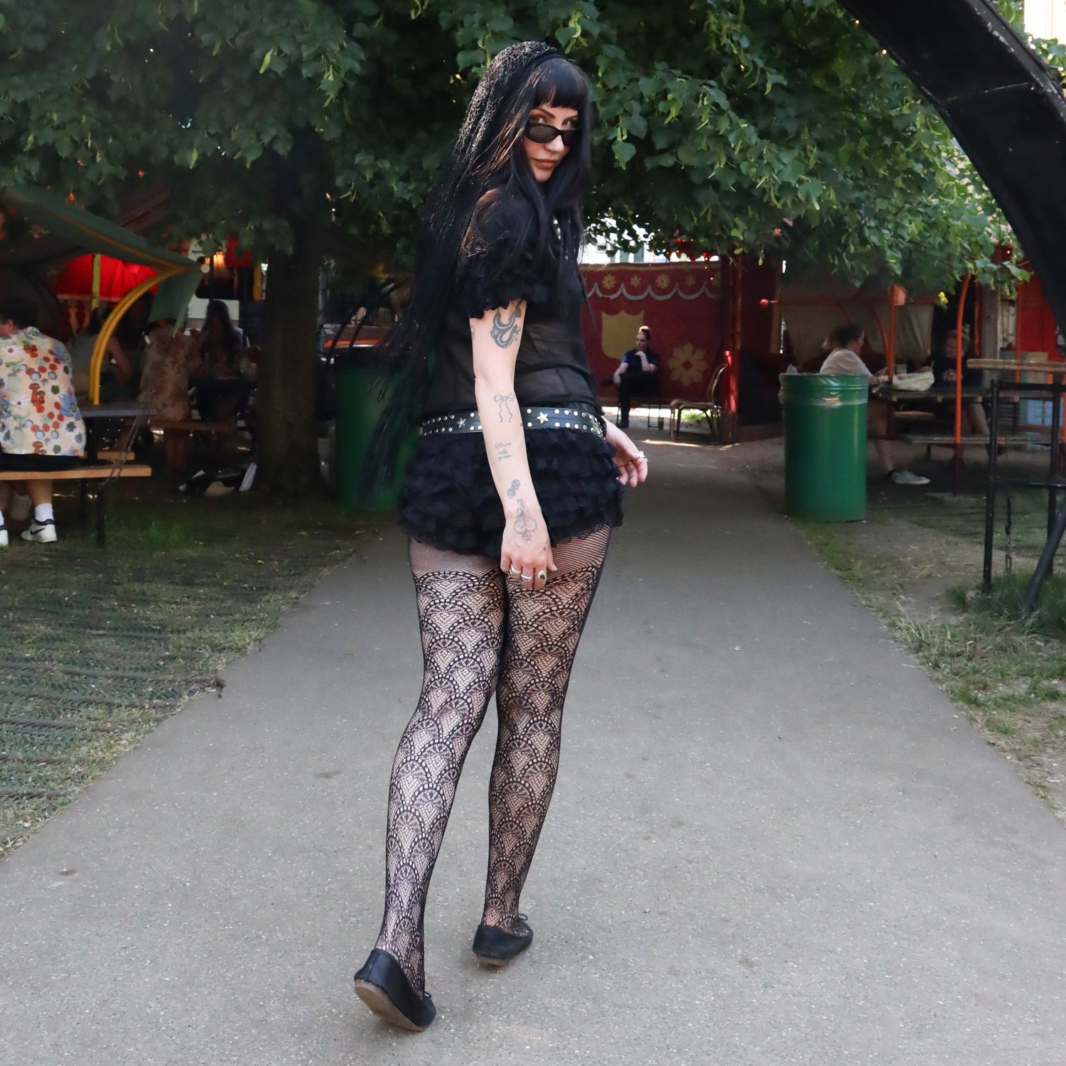 Netzstrumpfhose - Drop The Ball - Schwarz