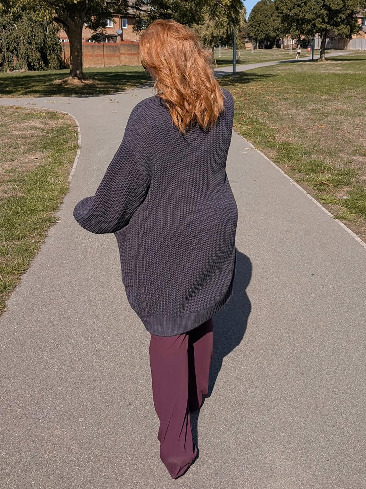 Chunky Baumwoll-Strickjacke – Anthrazit