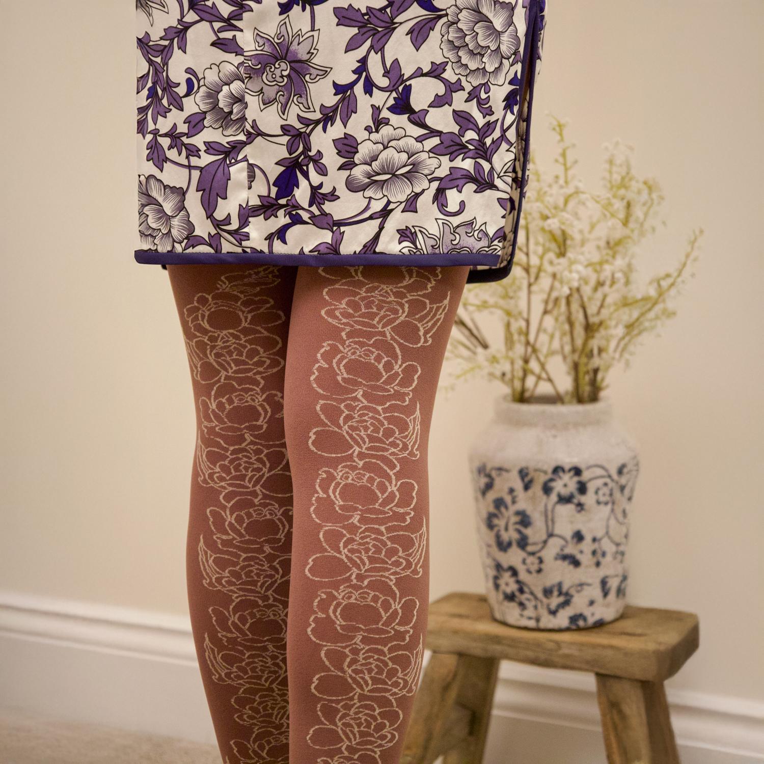 80 Denier Strumpfhose - Peonies
